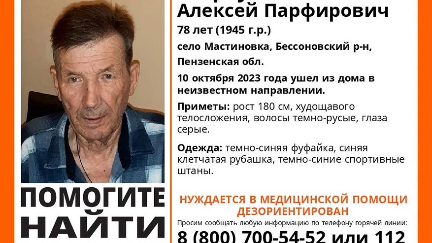 Главная картинка новости: В Пензенской области без вести пропал 78-летний пенсионер