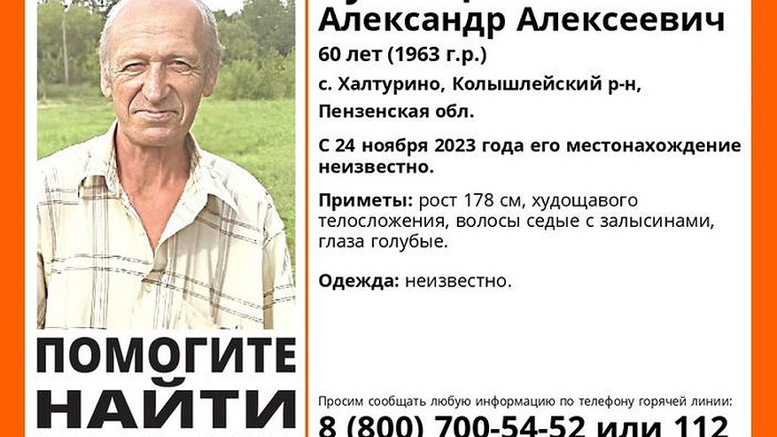 Главная картинка новости: В Пензенской области ищут пропавшего 60-летнего мужчину