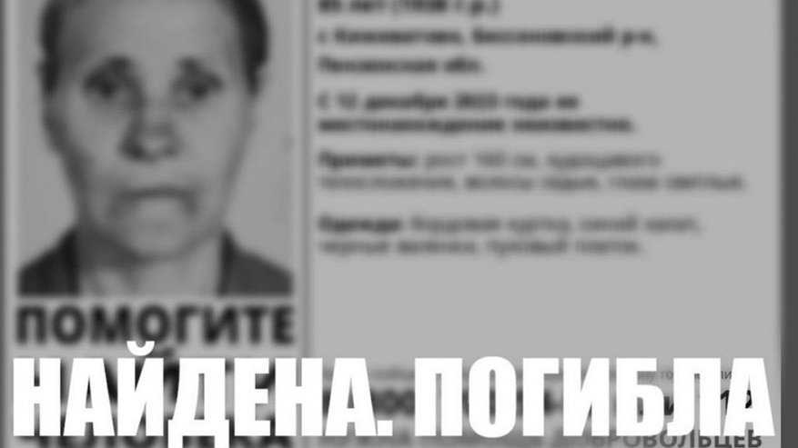 Пропавшую 85-летнюю пенсионерку из Бессовновского района нашли мертвой