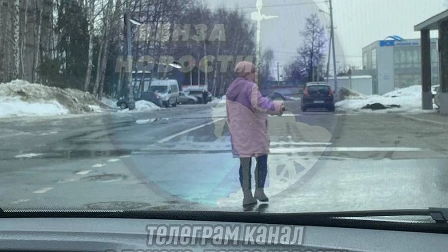 В Пензе на улице Долгова женщина стала причиной опасной ситуации на дороге