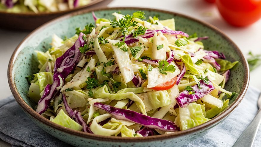 Главная картинка новости: Обычный капустный салат, а вкус невероятный: весь секрет в заправке — делюсь рецептом, который точно понравится